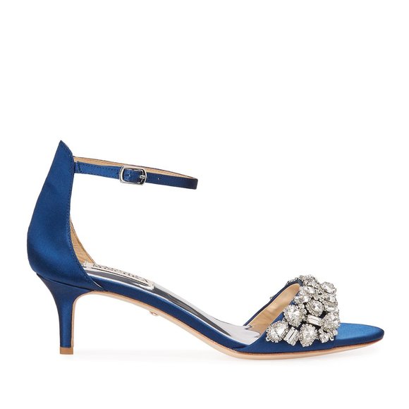 navy blue kitten heel court shoes